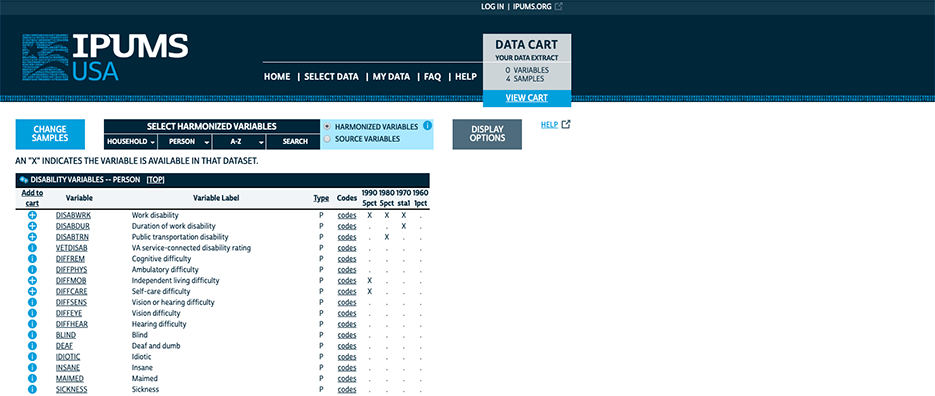 Selecting From a few Variables Among a few Years